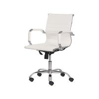 Cadeira Escritório Branca Base Giratória Cromada Ajustável - 1