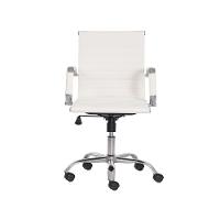 Cadeira Escritório Branca Base Giratória Cromada Ajustável - 2