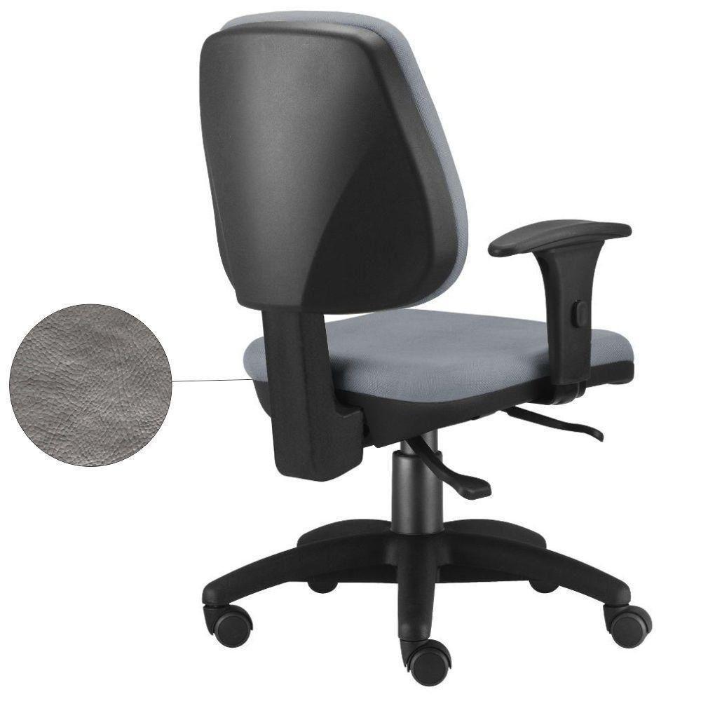 Kit 02 Cadeiras Job L02 Escritório Couro Sintético Cinza - 3