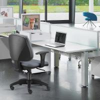 Kit 02 Cadeiras Job L02 Escritório Couro Sintético Cinza - 9