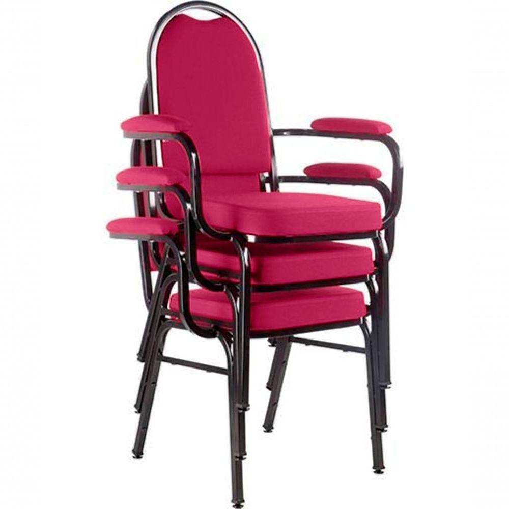Kit Com 3 Cadeiras Para Auditório Linha Hotel Rosa - 1
