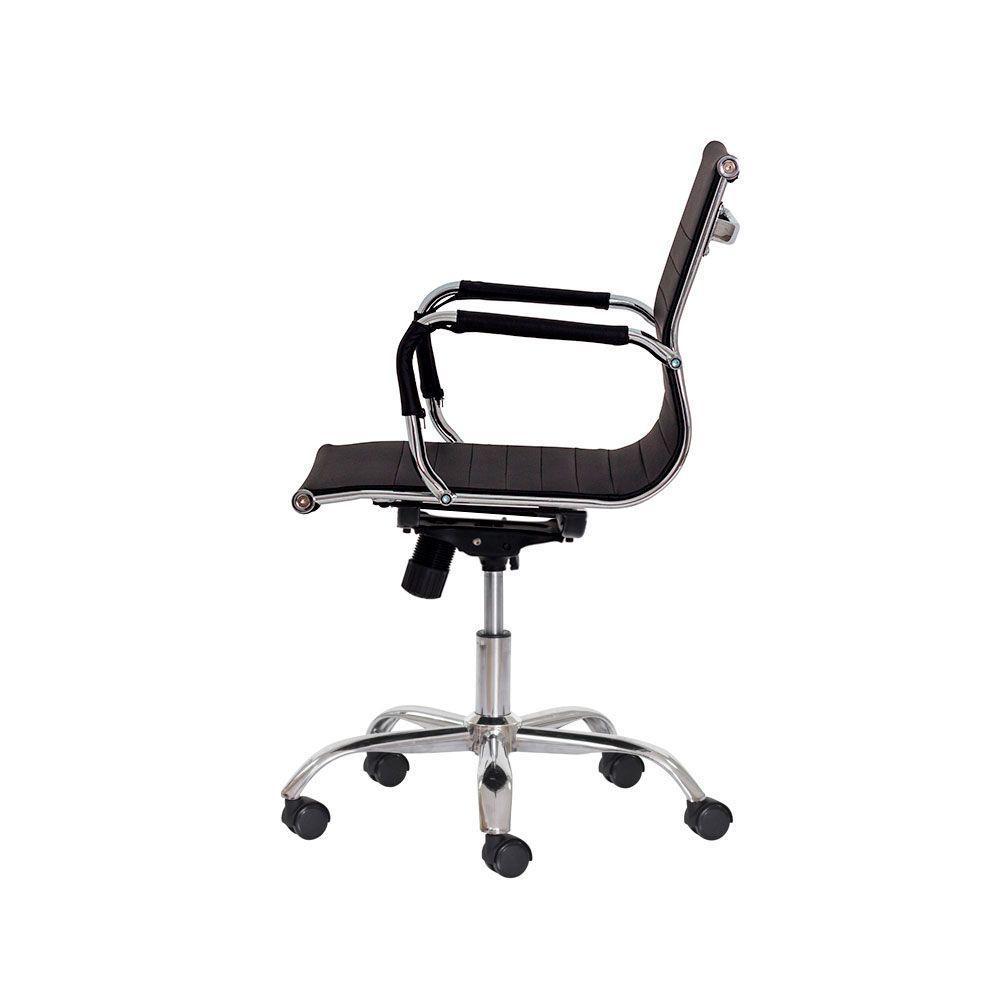 Kit 2 Cadeiras Escritório Stripes Diretor Pu Preta Base Giratória Cromada Altura Ajustável - 4