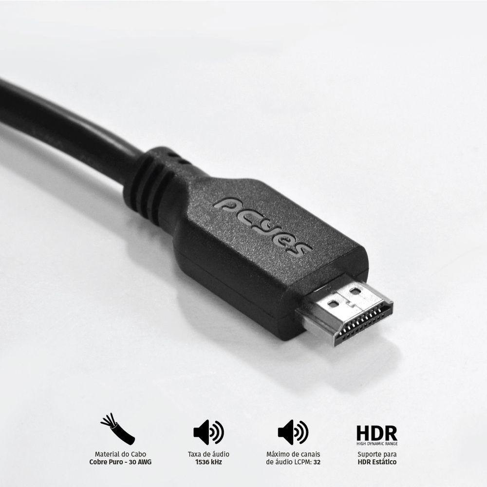 Cabo Hdmi 2.0 4K 30Awg Cobre Puro 3 Metros - Phm20-3 - 4