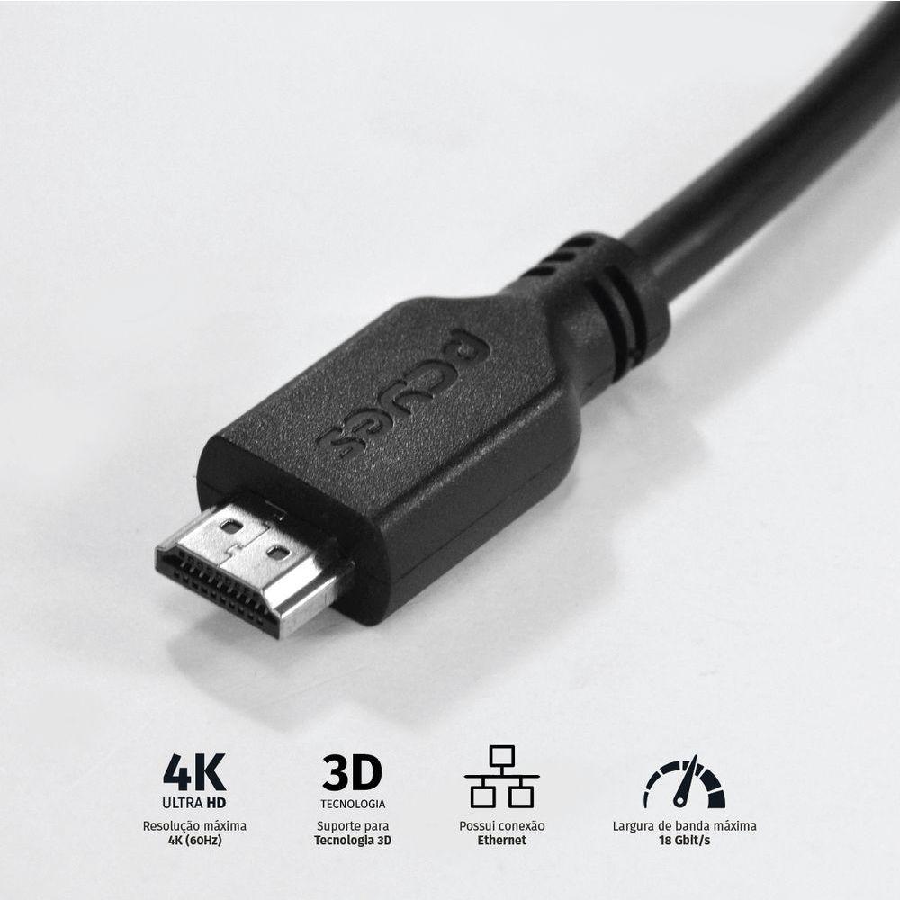 Cabo Hdmi 2.0 4K 30Awg Cobre Puro 3 Metros - Phm20-3 - 5