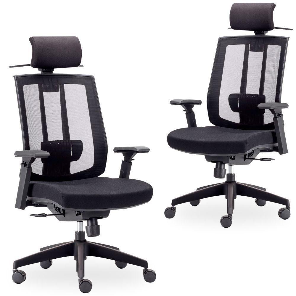 Kit 02 Cadeiras Escritório Song F02 Preto - 1