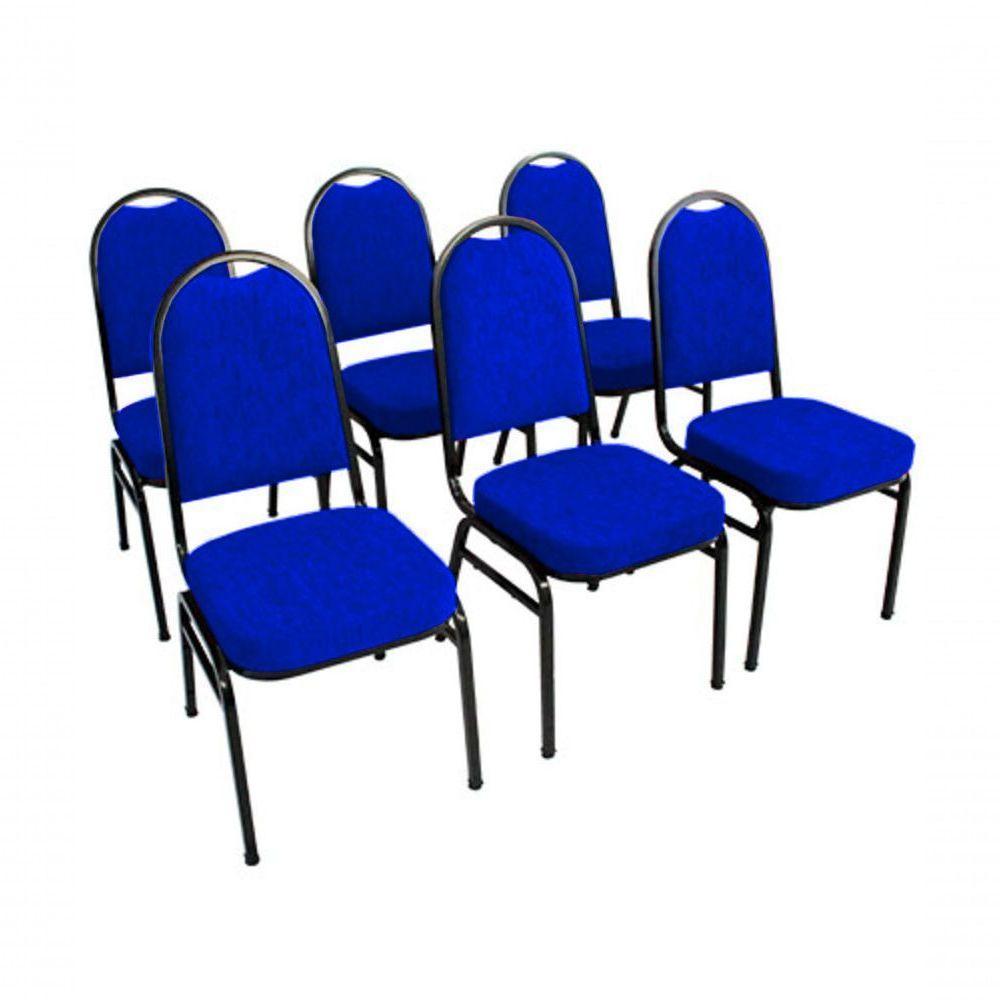 Kit Com 6 Cadeiras Para Auditórios Linha Hotel Azul - 1