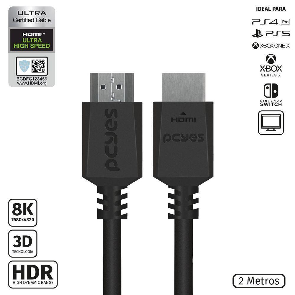 Cabo Hdmi Ultra 2.1 28Awg Puro Cobre 8K 60Hz 2 Metros - Phm8 - 1