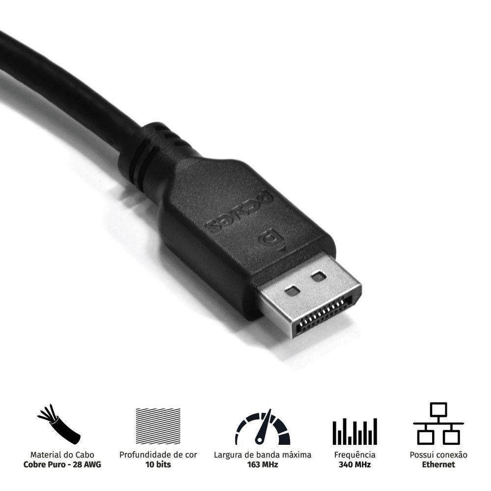 Cabo Displayport Macho Para Displayport Macho 2 Metros V1.2 - 3