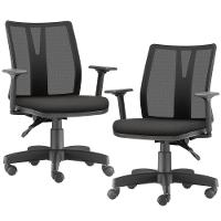Kit 02 Cadeiras Escritório Addit F02 Crepe Preto - 1