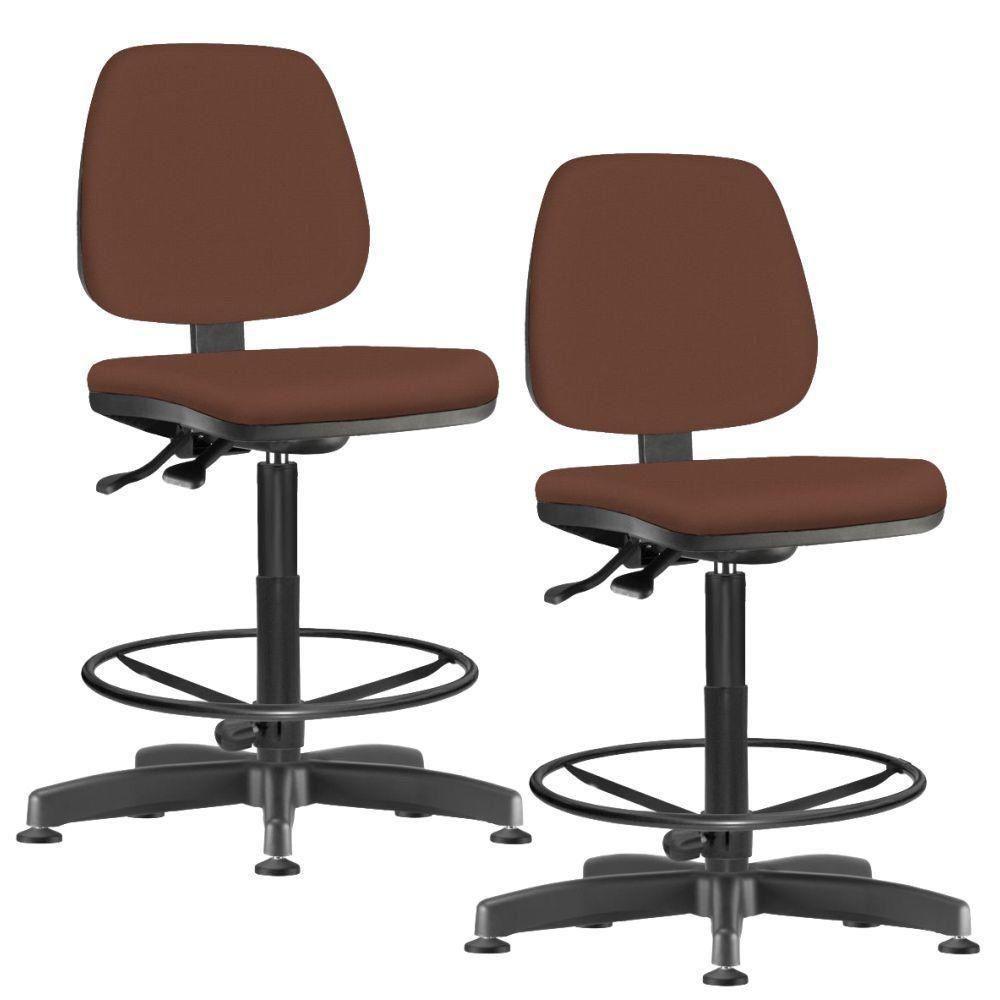 Kit 02 Cadeiras Caixa Alta Giratória Job L02 Suede Marrom - 1