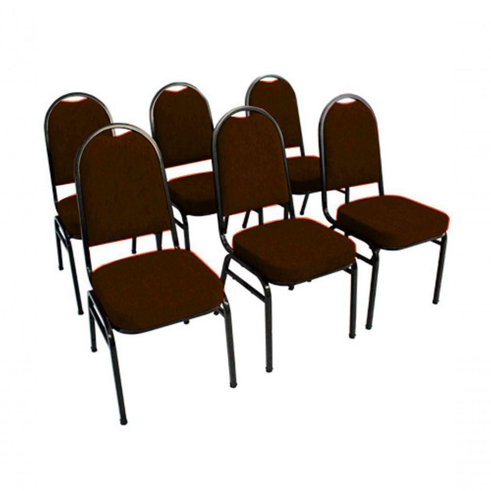 Kit Com 6 Cadeiras Para Auditórios Linha Hotel Marrom - 1