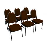 Kit Com 6 Cadeiras Para Auditórios Linha Hotel Marrom - 1