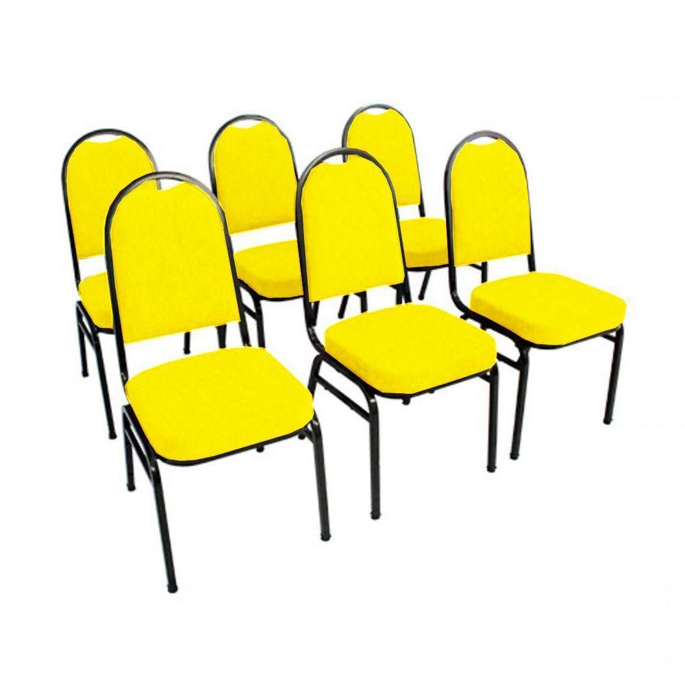 Kit Com 6 Cadeiras Para Auditórios Linha Hotel Amarelo - 1