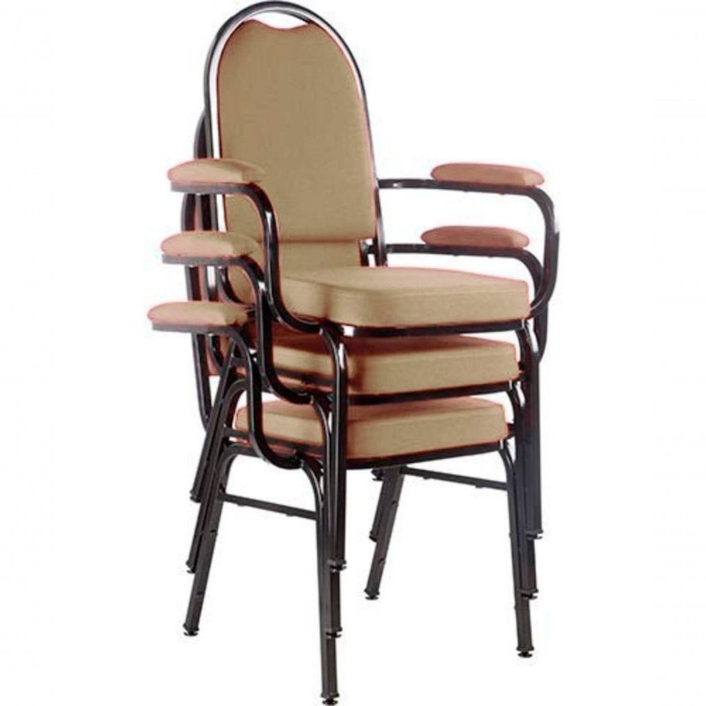Kit Com 3 Cadeiras Para Auditório Linha Hotel Bege - 1