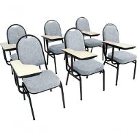 Kit Com 6 Cadeiras Para Auditórios Linha Hotel Cinza - 1