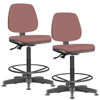 Kit 02 Cadeiras Caixa Alta Giratória Job L02 Suede Rosê - 1