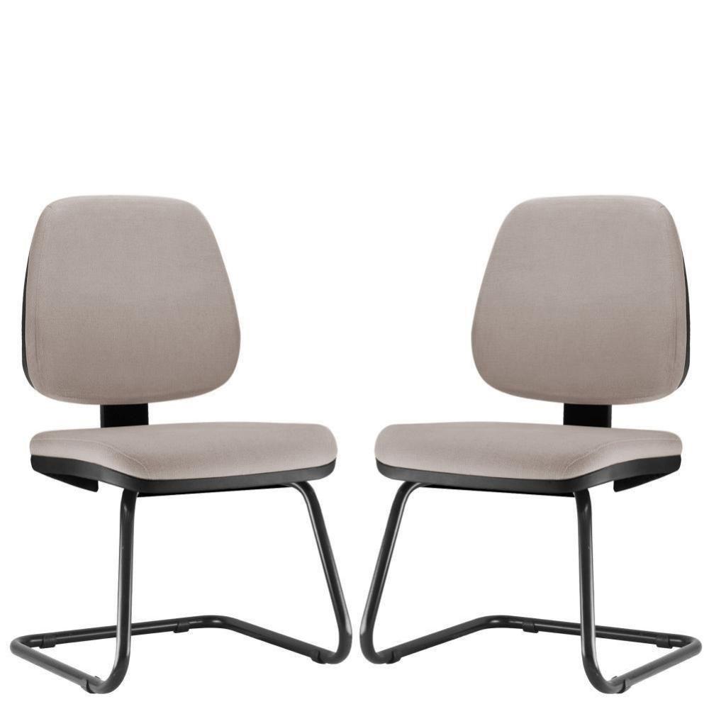 Kit 02 Cadeiras Para Escritório Job L02 Fixa Linho Bege - 1