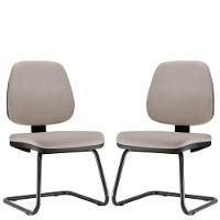 Kit 02 Cadeiras Para Escritório Job L02 Fixa Linho Bege - 1