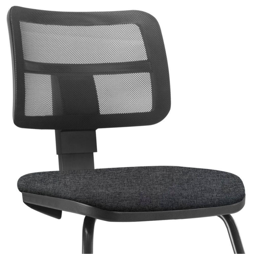 Kit 02 Cadeiras De Escritório Recepção Fixa Zip Chumbo - 3