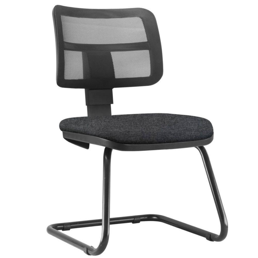 Kit 02 Cadeiras De Escritório Recepção Fixa Zip Chumbo - 5