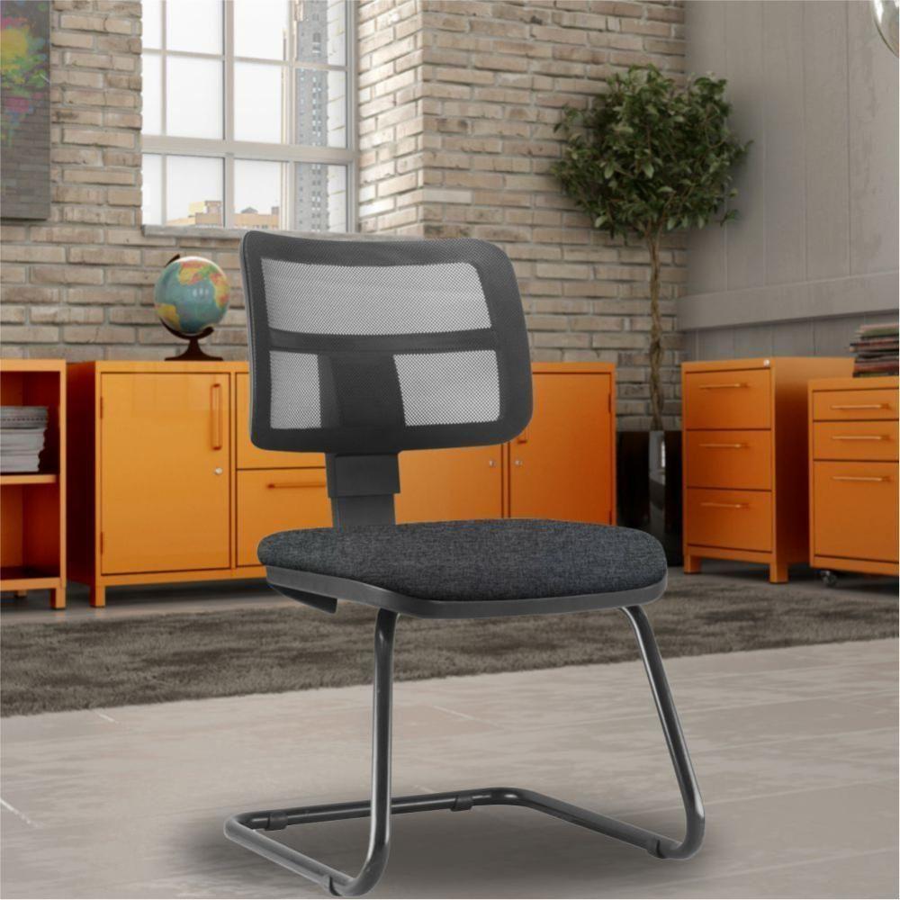 Kit 02 Cadeiras De Escritório Recepção Fixa Zip Chumbo - 6