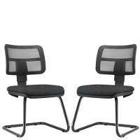 Kit 02 Cadeiras De Escritório Recepção Fixa Zip Chumbo - 1