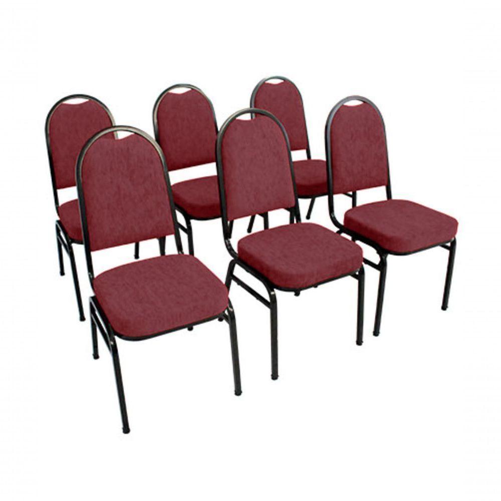 Kit Com 6 Cadeiras Para Auditórios Linha Hotel Vermelho. - 1