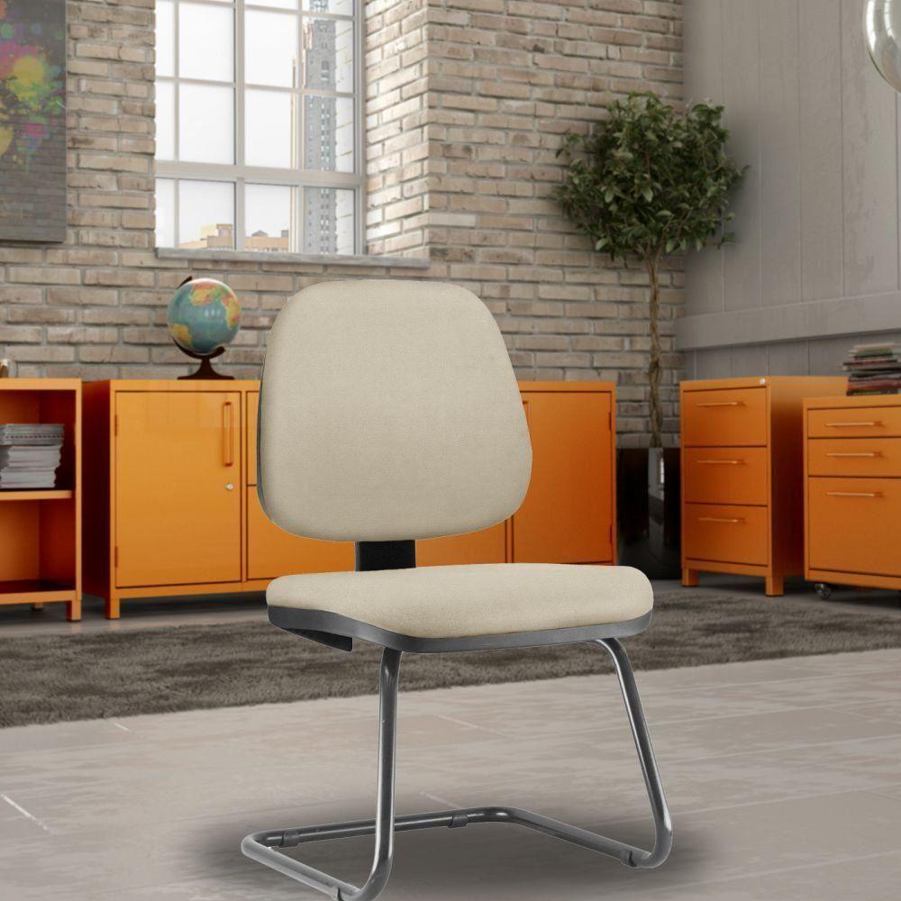 Cadeira Para Escritório Job L02 Fixa Suede Bege - 5