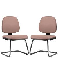 Kit 02 Cadeiras Para Escritório Job L02 Fixa Suede Rosê - 1