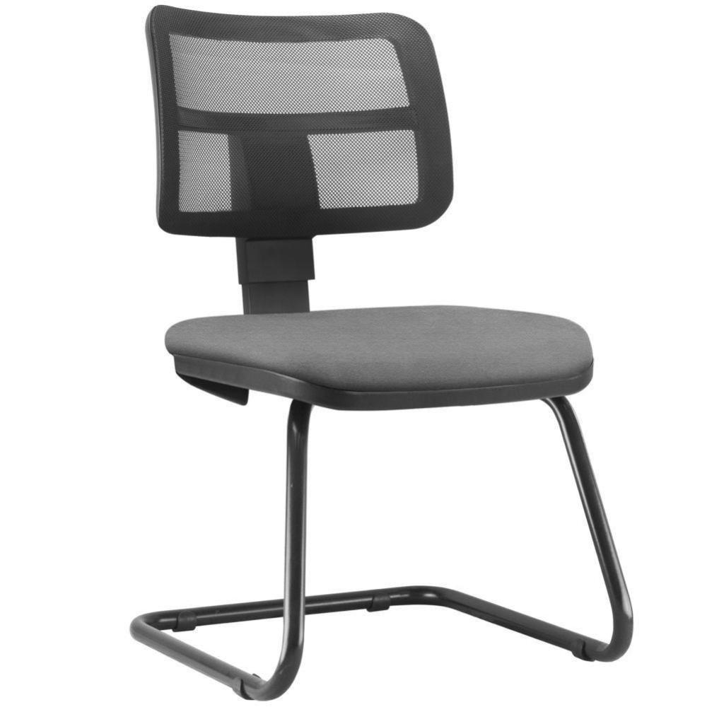 Kit 02 Cadeiras De Escritório Recepção Fixa Zip Crepe Cinza - 5