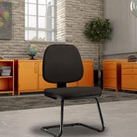 Cadeira Para Escritório Job L02 Fixa Suede Marrom - 5