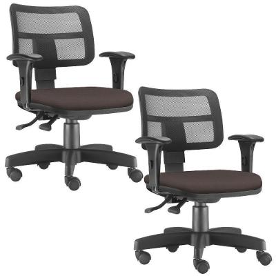 Kit 02 Cadeiras Giratórias Zip Executiva Escritório Marrom