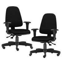 Kit 02 Cadeiras Giratória Sky Diretor Executiva Crepe Preto - 1