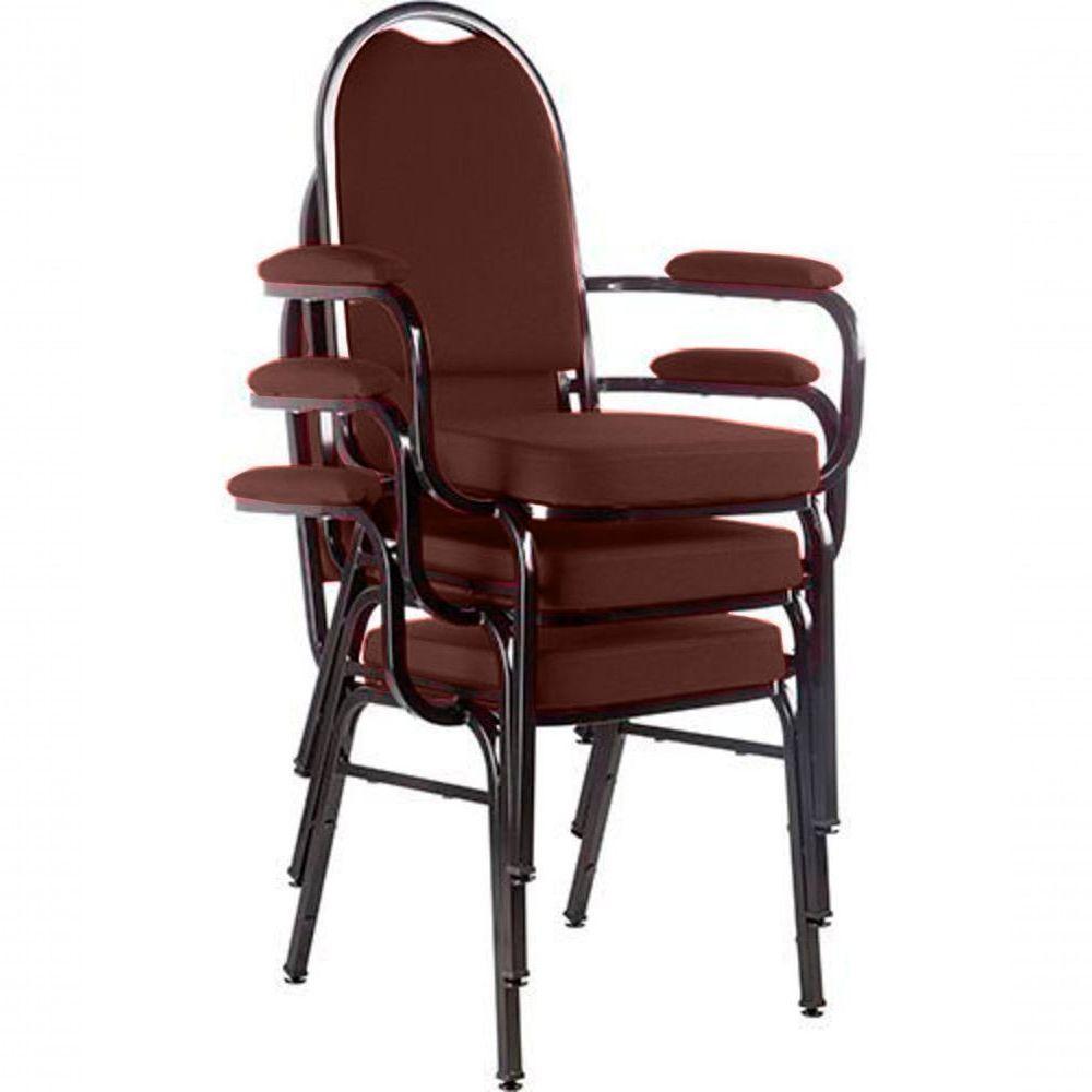 Kit Com 3 Cadeiras Para Auditório Linha Hotel Vermelho - 1