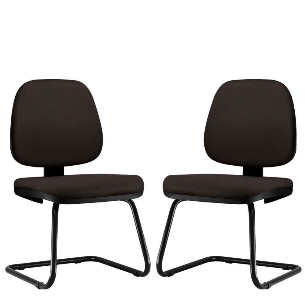 Kit 02 Cadeiras Para Escritório Job L02 Fixa Suede Marrom - 1