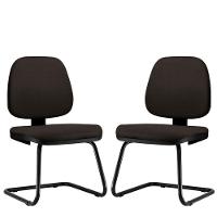 Kit 02 Cadeiras Para Escritório Job L02 Fixa Suede Marrom - 1