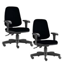 Kit 2 Cadeiras Giratórias Job Diretor Couro Sintético Preto - 1