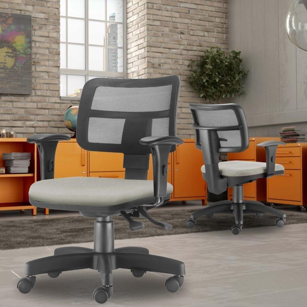 Kit 02 Cadeiras Giratórias Zip Executiva Escritório Bege - 6