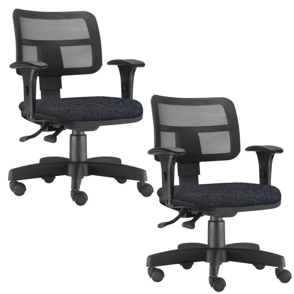 Kit 02 Cadeiras Giratória Zip Executiva Escritório Chumbo - 1