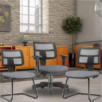 Kit Cadeira De Escritório Giratória E 2 Cadeiras Cinza - 6