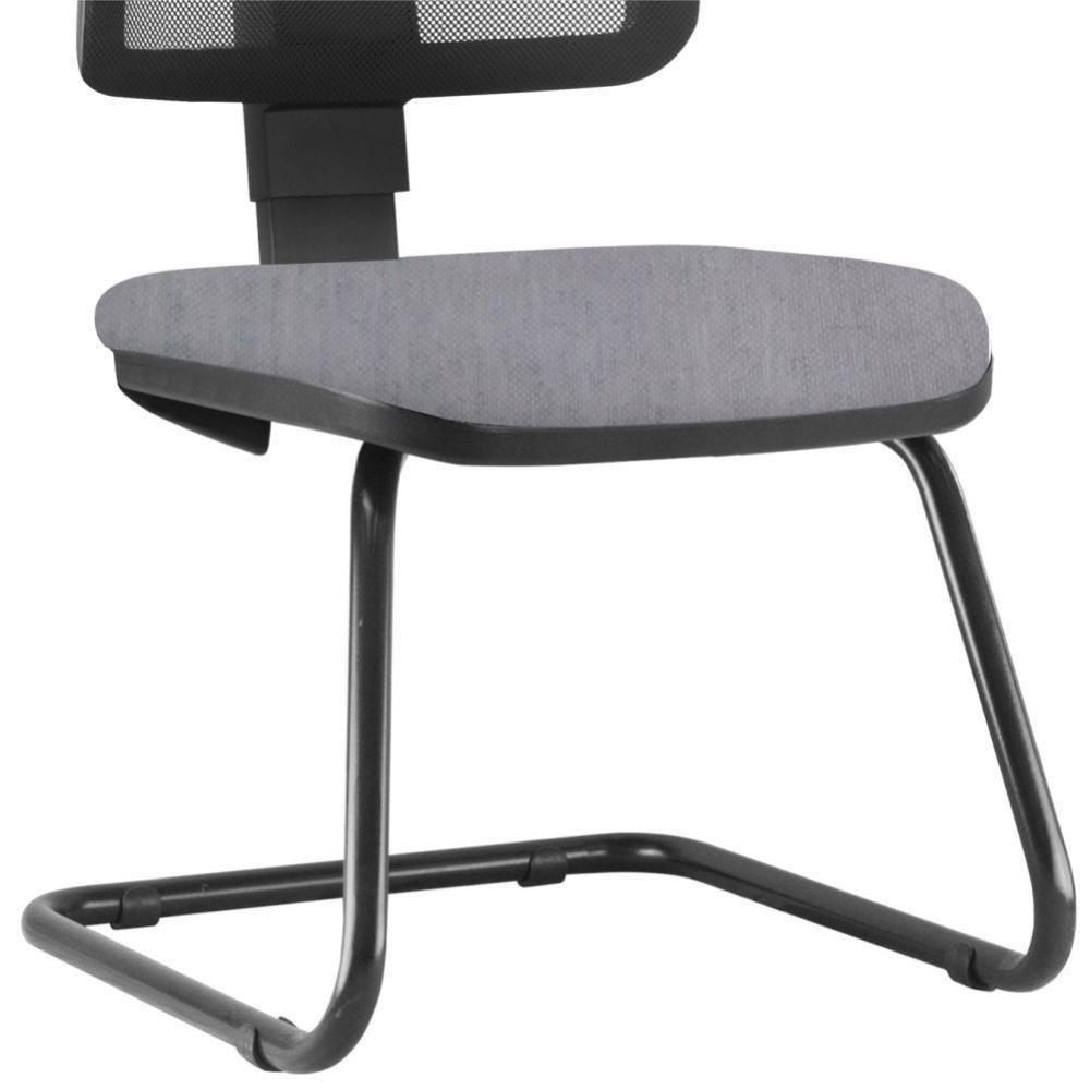 Kit 02 Cadeiras De Escritório Recepção Fixa Zip Linho Cinza - 6