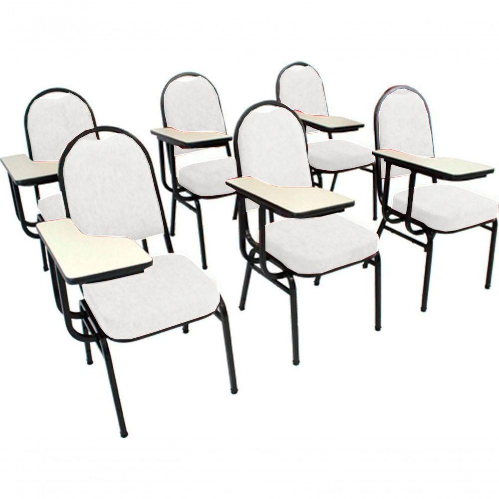 Kit Com 6 Cadeiras Para Auditórios Linha Hotel Branco - 1