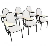 Kit Com 6 Cadeiras Para Auditórios Linha Hotel Branco - 1