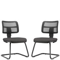 Kit 02 Cadeiras De Escritório Recepção Fixa Zip Marrom - 1