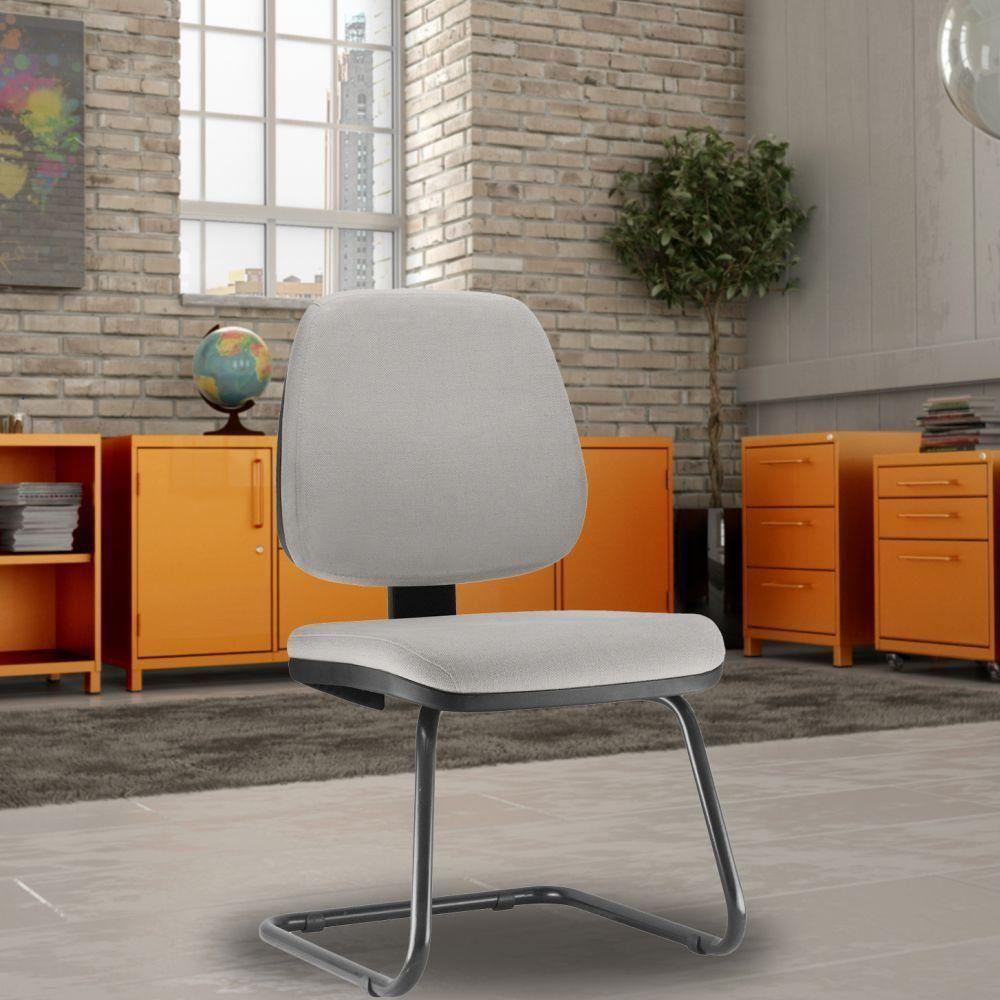 Cadeira Para Escritório Job L02 Fixa Linho Cinza - 5