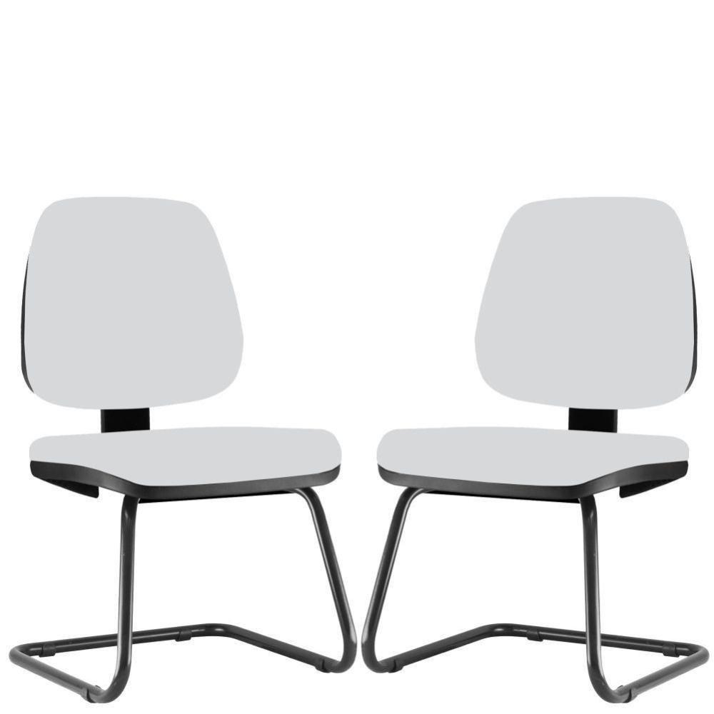 Kit 2 Cadeiras Para Escritório Job Fixa Branco - 1