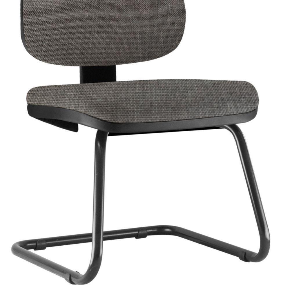 Kit 02 Cadeiras Para Escritório Job Fixa Linho Cinza Escuro - 3