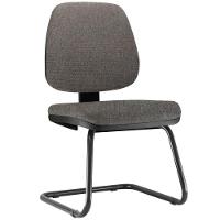 Kit 02 Cadeiras Para Escritório Job Fixa Linho Cinza Escuro