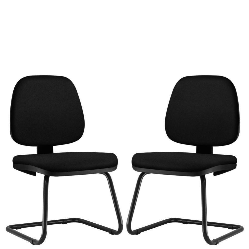 Kit 02 Cadeiras Para Escritório Job L02 Fixa Crepe Preto - 1