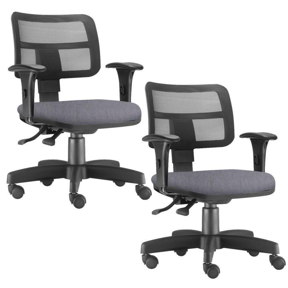 Kit 02 Cadeiras Giratória Zip Executiva Escritório Cinza - 1